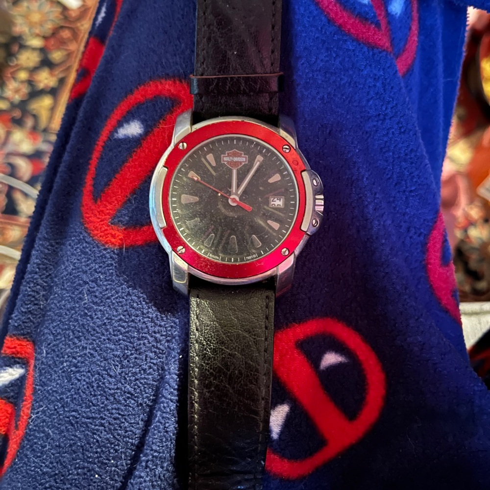 Harley-Davidson Black and Red Wristwatch